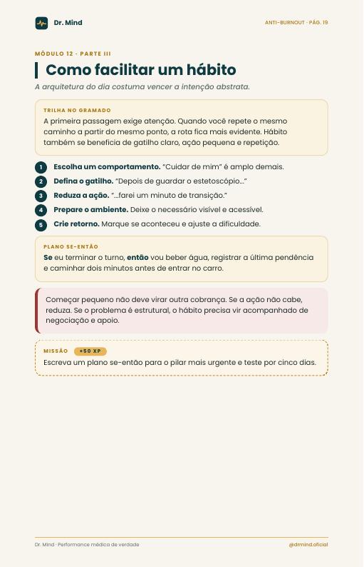 Página real do Anti-Burnout sobre arquitetura de hábito