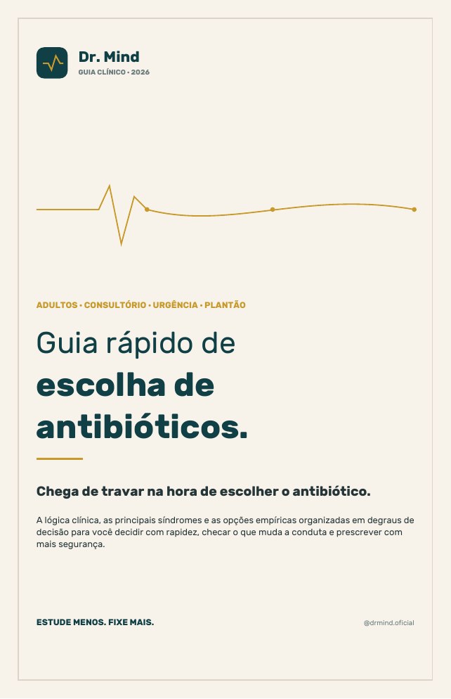 Capa real do Guia Rápido de Escolha de Antibióticos em um tablet